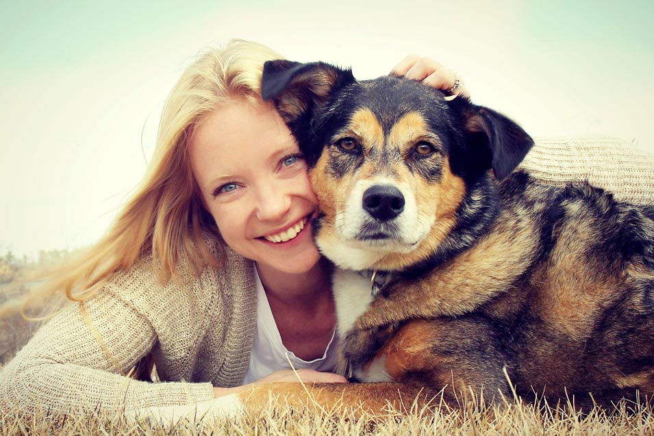 Picture of woman and an older dog