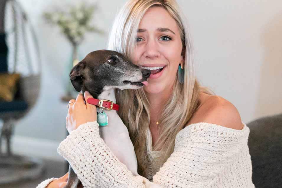 Picture of a woman and an Italian Greyhound