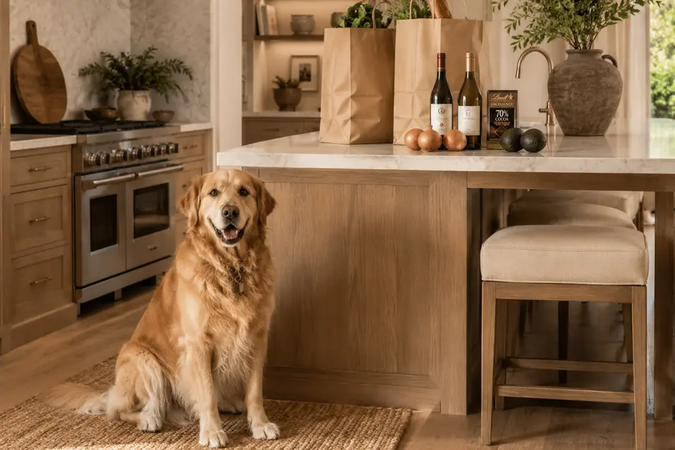 dog in the kitchen