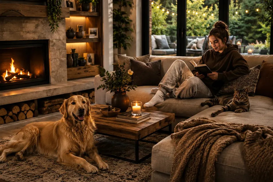 pets in the living room