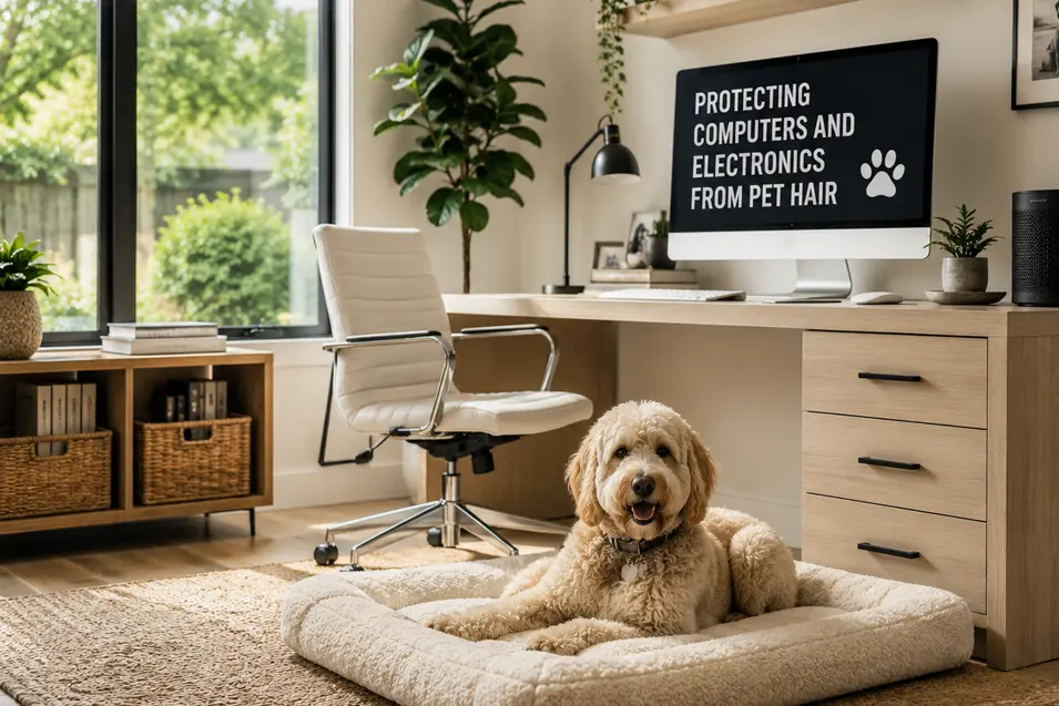 dog in the home office