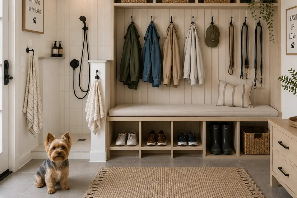 Yorkshire Terrier in mud room