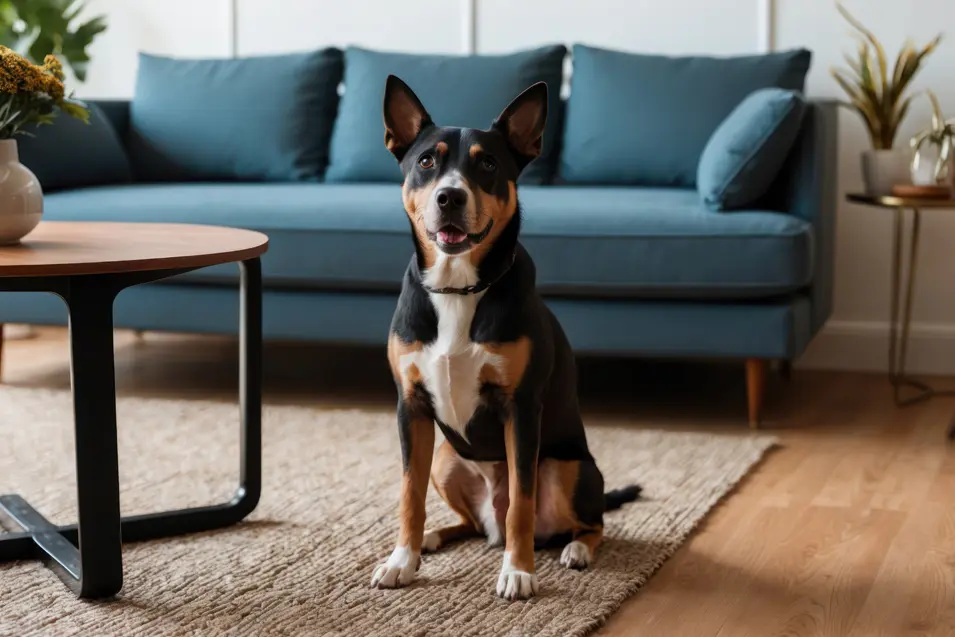 dog in the living room