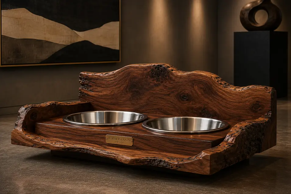 Live Edge Dog Feeding Station
