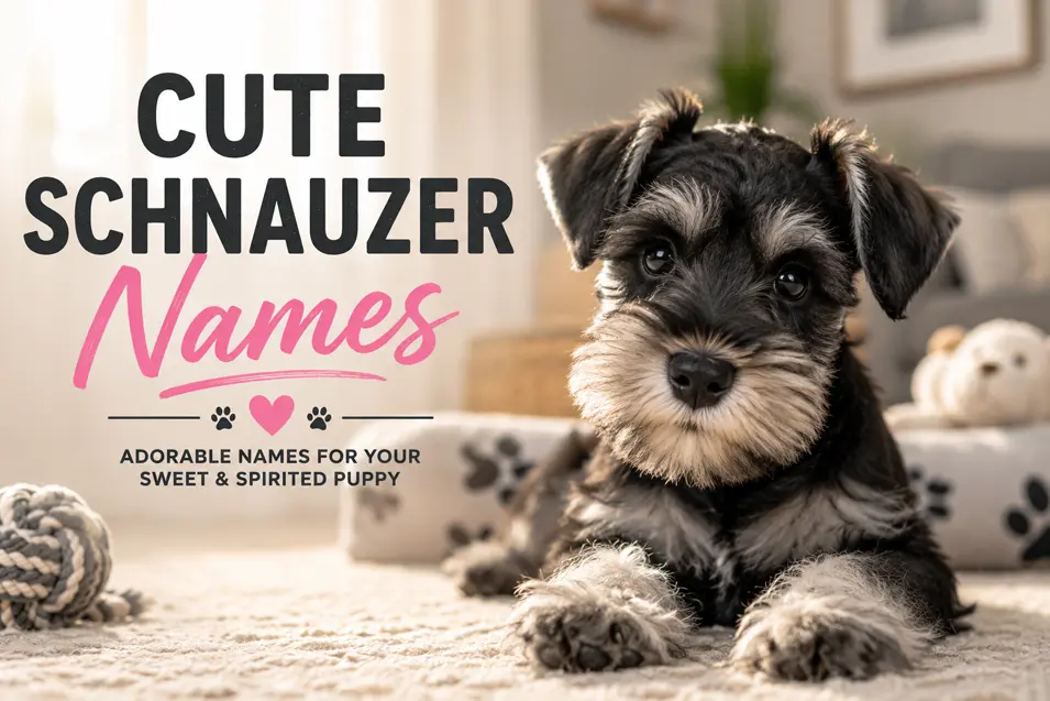Adorable Miniature Schnauzer puppy relaxing on a cozy rug indoors, with expressive eyes, soft natural light, and a warm, inviting family home background.