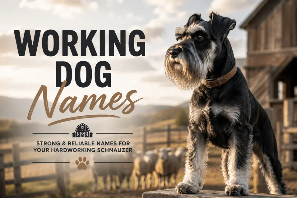 Miniature Schnauzer standing proudly on a rustic farm, watching over sheep at sunrise, highlighting the breed's hardworking heritage and loyal, dependable nature.