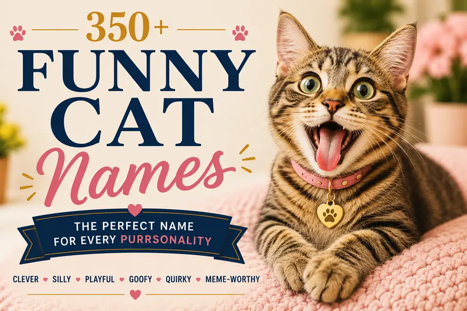 Funny Cat Names: Discover 350+ hilarious cat names for playful, quirky, and mischievous felines, with funny ideas to match every purrsonality.
